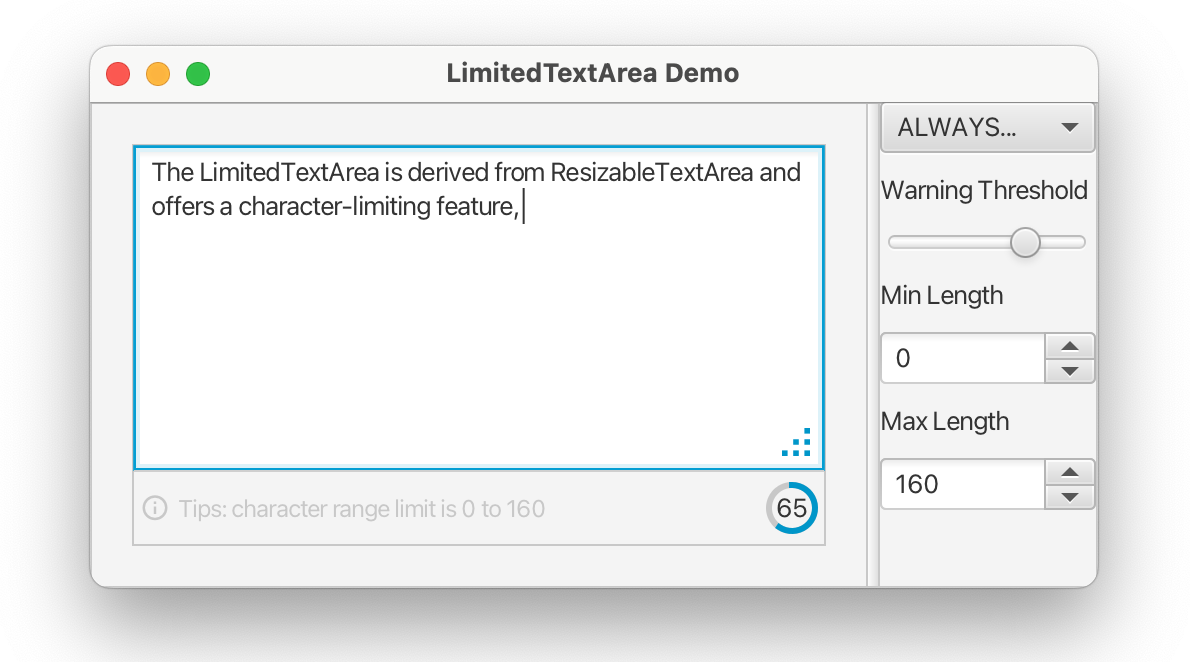 LimitedTextArea screenshot