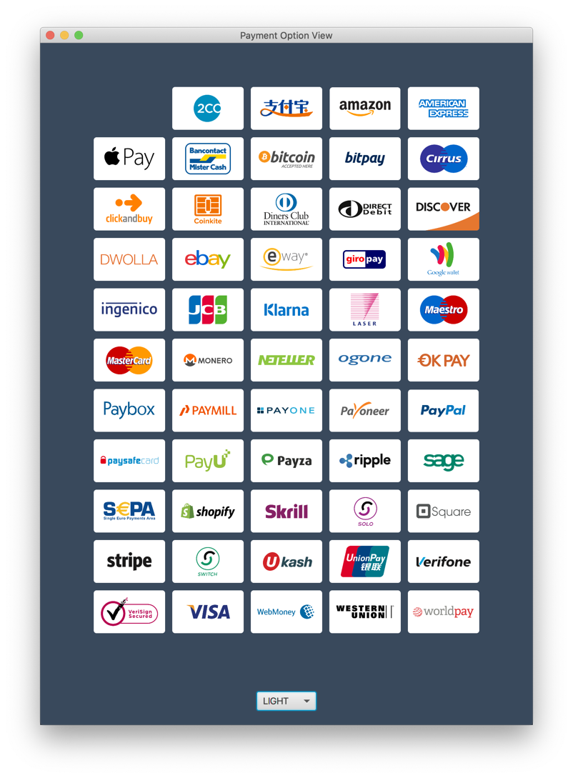 PaymentOptionView screenshot